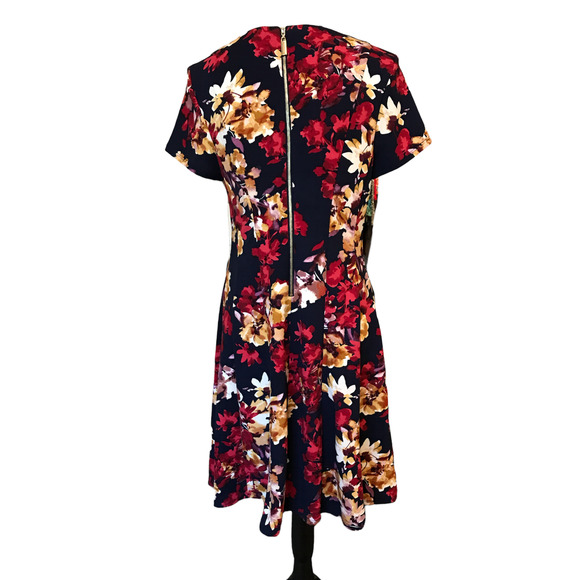 New AGB Blue Red Multicolored Floral Midi Dress, Size 8 - Picture 4 of 7